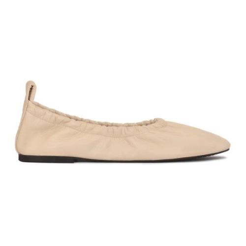 Beige leren ballerina's met elastiek op de bovenkant Kazar Studio , Be...