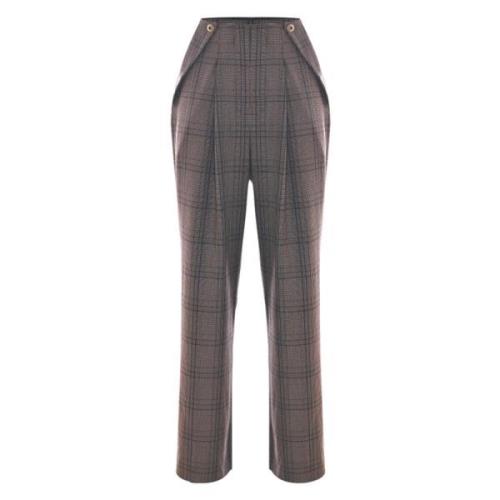 Tartan patroon broek met plooien Kocca , Brown , Dames