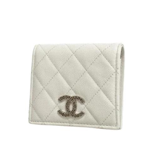 Pre-owned Leather wallets Chanel Vintage , White , Dames