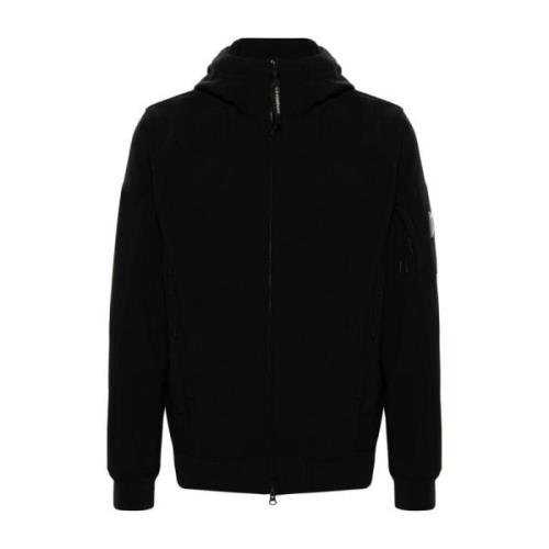 Zwarte Lens Detail Hooded Jas C.p. Company , Black , Heren