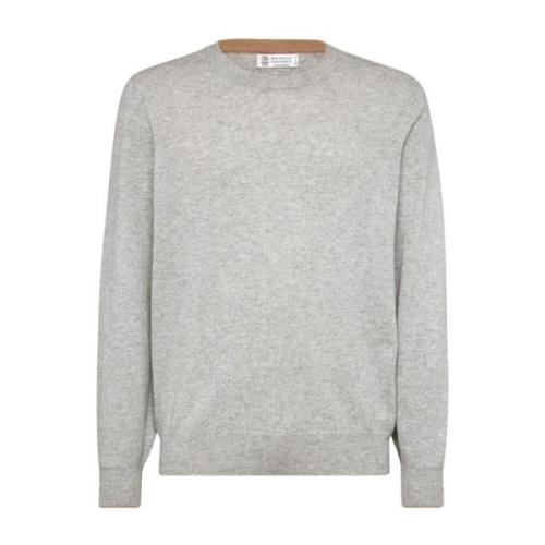 Grijze Cashmere Crewneck Sweater Brunello Cucinelli , Gray , Heren