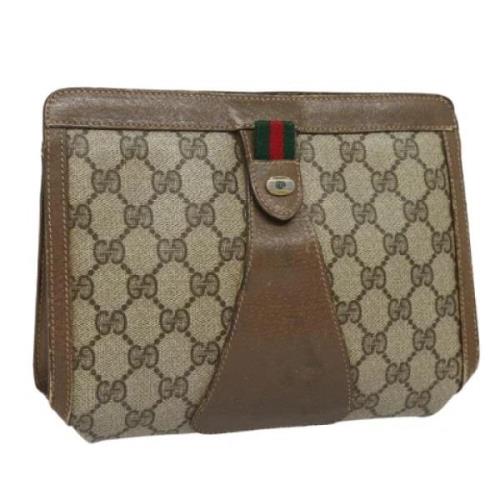 Pre-owned Leather clutches Gucci Vintage , Beige , Dames