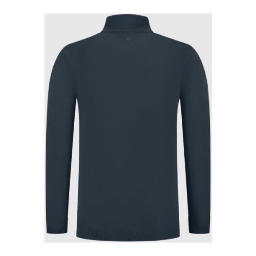 Essentiële Gebreide Mockneck Sweater Navy Pure Path , Blue , Heren