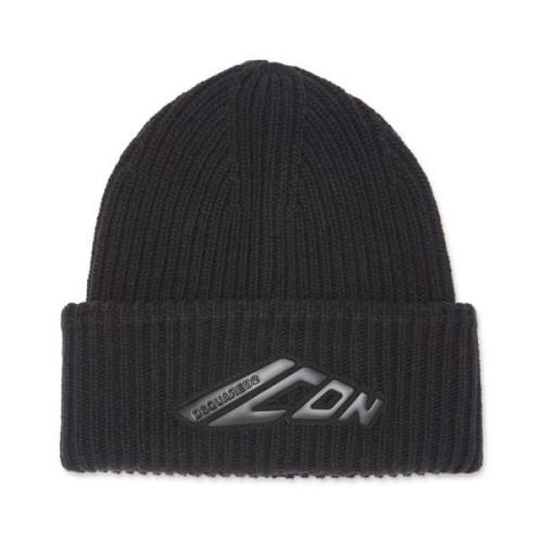 Gebreide Beanie Hoeden voor Mannen Dsquared2 , Black , Heren