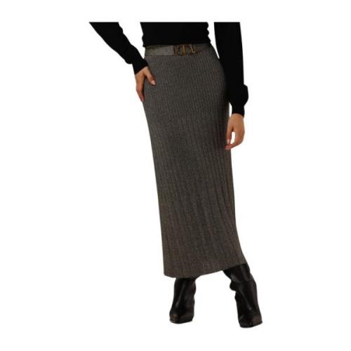 Metallic Maxi Rok met Glamour Twinset , Gray , Dames