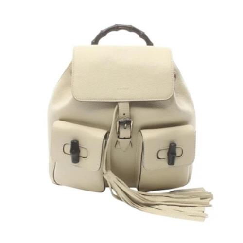 Pre-owned Leather backpacks Gucci Vintage , White , Dames