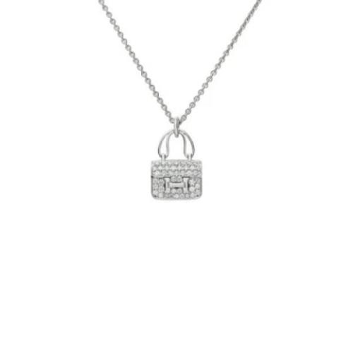 Pre-owned White Gold necklaces Hermès Vintage , Gray , Dames