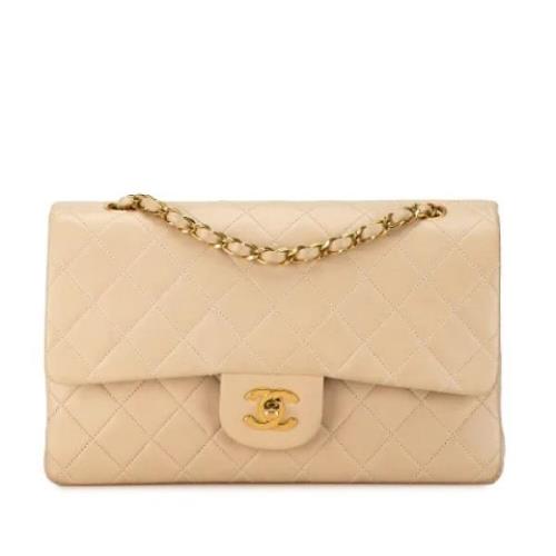 Pre-owned Leather shoulder-bags Chanel Vintage , Beige , Dames