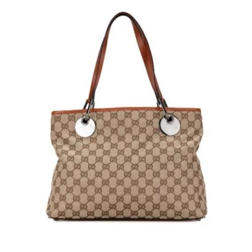 Pre-owned Canvas shoulder-bags Gucci Vintage , Beige , Dames