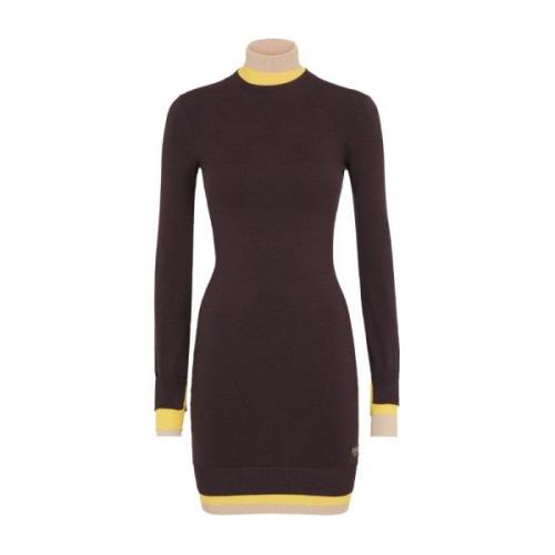 Paarse Wollen Gebreide Korte Jurk Fendi , Purple , Dames