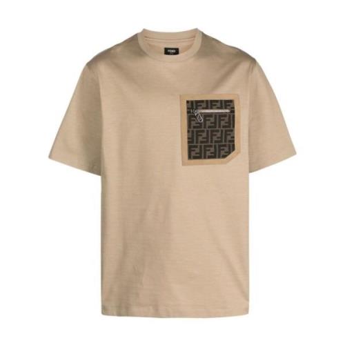 Zak T-shirt in beige Fendi , Beige , Heren