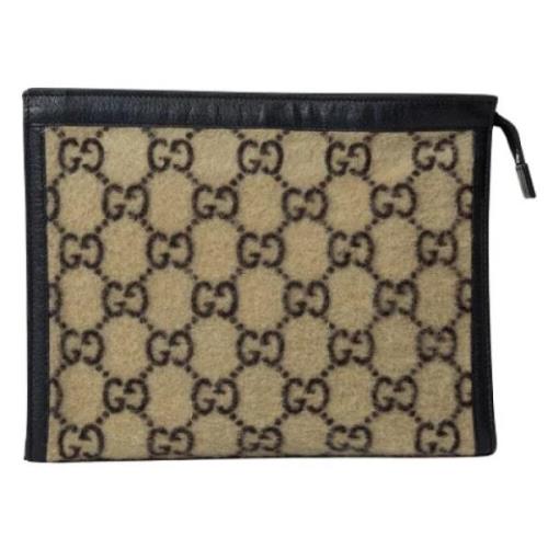 Pre-owned Wool clutches Gucci Vintage , Beige , Dames