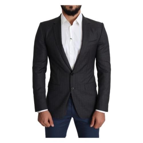 Elegante Martini Zwarte Wollen Blazer Dolce & Gabbana , Black , Heren