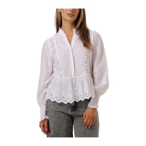 Witte Geborduurde Blouse voor Vrouwen Neo Noir , White , Dames