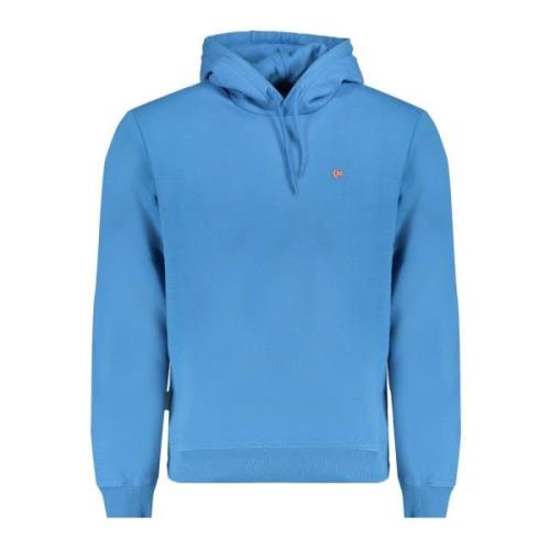 Blauwe hoodie met geborduurd logo Napapijri , Blue , Heren