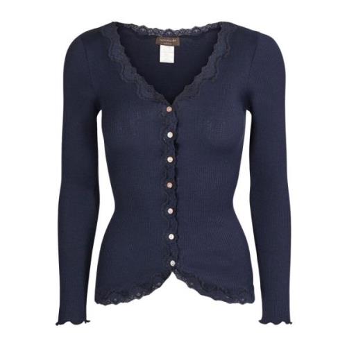 Navy Kant Cardigan Elegant Vrouwelijk Rosemunde , Blue , Dames