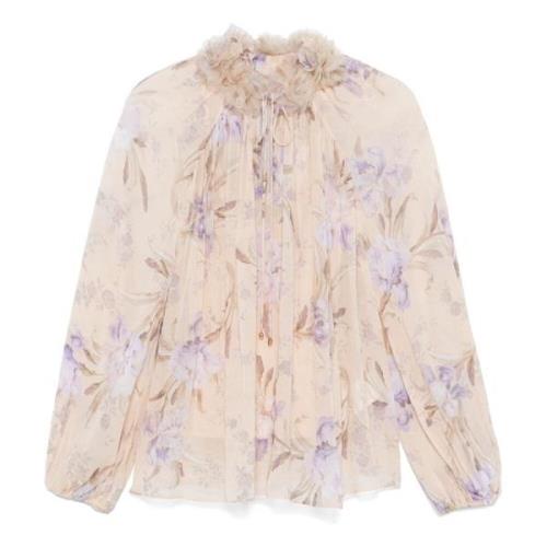 Witte Blouson Mouw Bloemenstrik Shirt Zimmermann , Multicolor , Dames