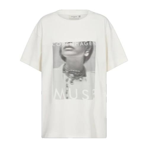 Grafische Print Tee Top Jet Stream Copenhagen Muse , White , Dames