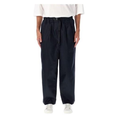 Navy Katoenen Riem Brede Pijp Broek Comme des Garçons , Blue , Heren