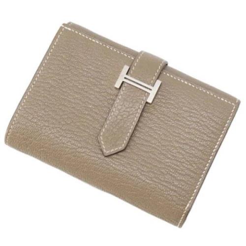 Pre-owned Leather wallets Hermès Vintage , Gray , Dames