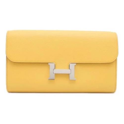 Pre-owned Leather wallets Hermès Vintage , Yellow , Dames