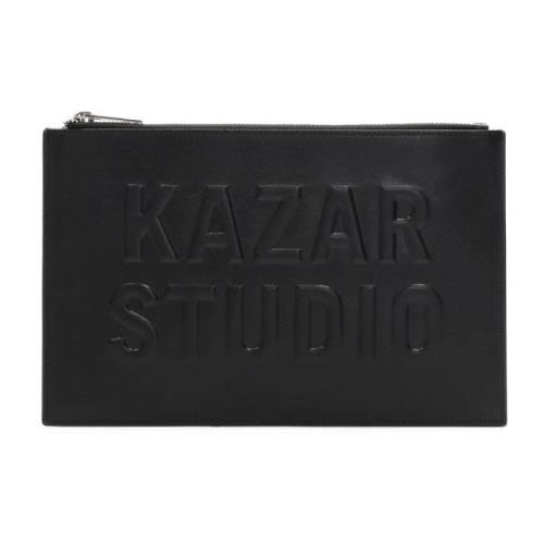 Elegante handtas met reliëflogo Kazar Studio , Black , Heren