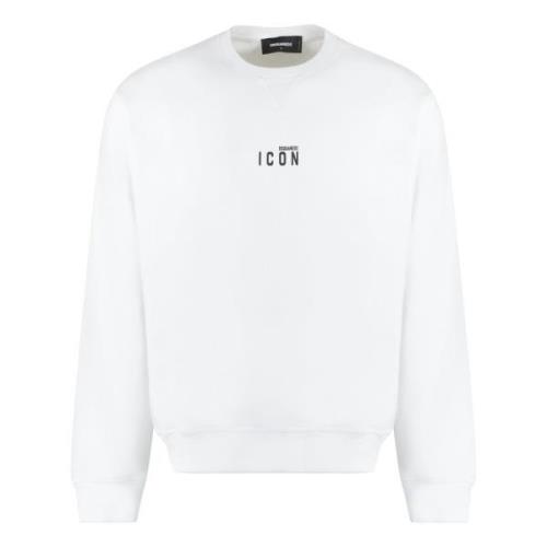 Geribbelde Katoenen Crew-neck Sweatshirt Dsquared2 , White , Heren