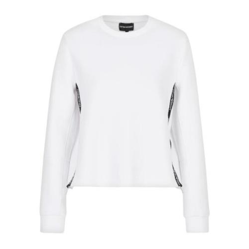 Witte Ronde Hals Sweatshirt met Ritsen Emporio Armani , White , Dames