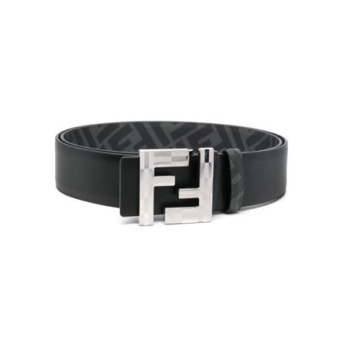 Platte Vit King Riem Rev Fendi , Black , Heren