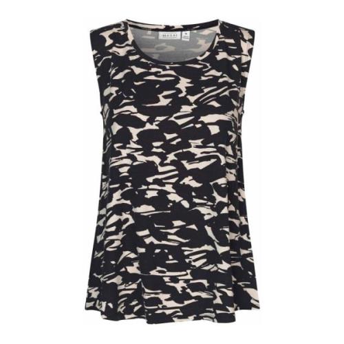 Zwarte Top met Fijn Print Masai , Black , Dames