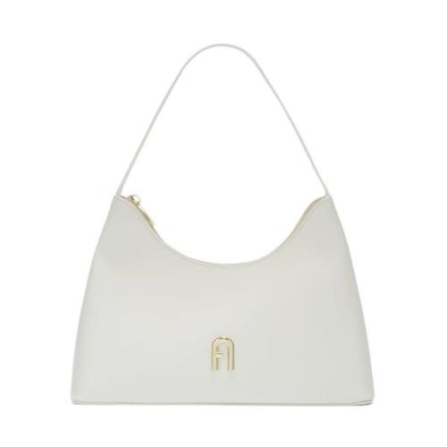 Witte leren schoudertas met rits Furla , Gray , Dames