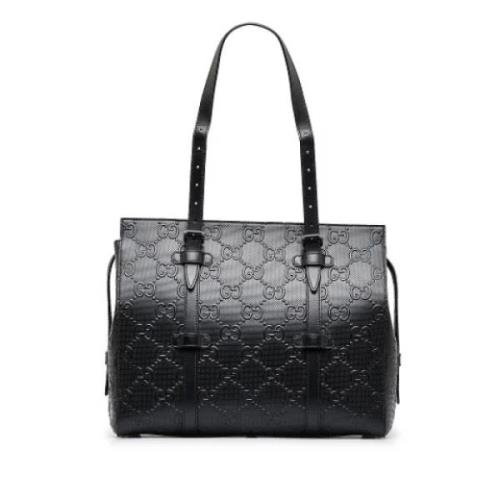 Pre-owned Leather totes Gucci Vintage , Black , Dames