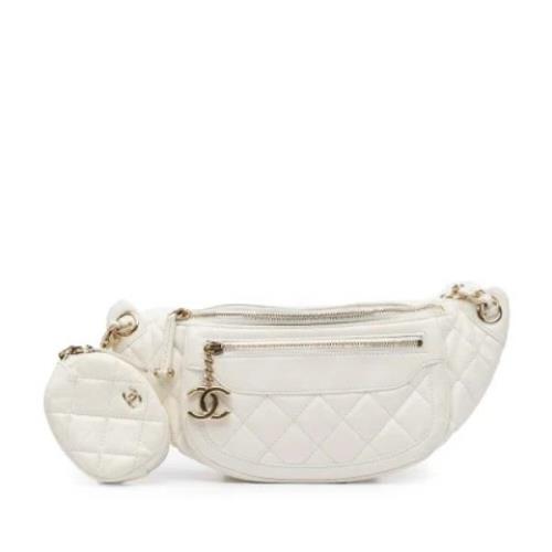 Pre-owned Leather crossbody-bags Chanel Vintage , White , Dames