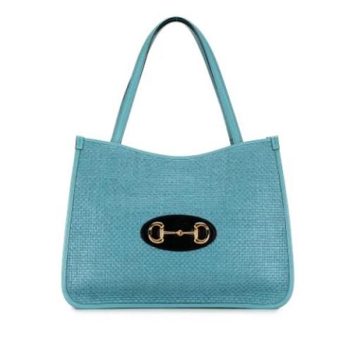 Pre-owned Raffia totes Gucci Vintage , Blue , Dames