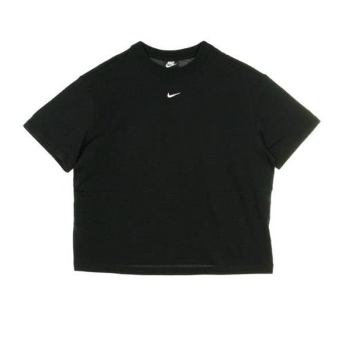 Essentiële Cropped T-shirt Zwart/Wit Nike , Black , Dames