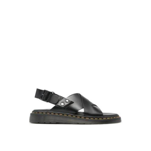 Zwarte Leren Slingback Sandalen Dr. Martens , Black , Dames