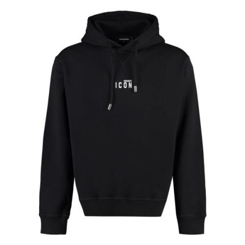 Geribbelde Katoenen Hoodie Dsquared2 , Black , Heren