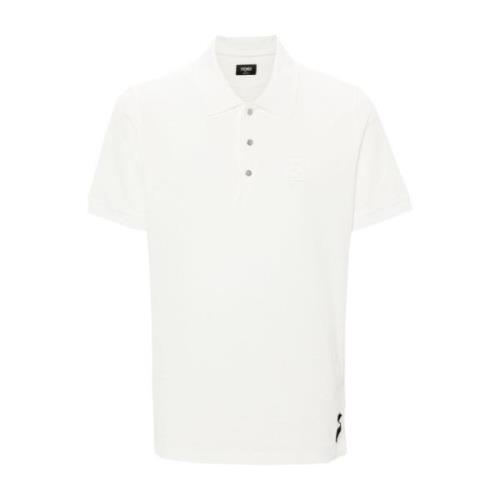 Gestanste Piquet Poloshirt Fendi , White , Heren