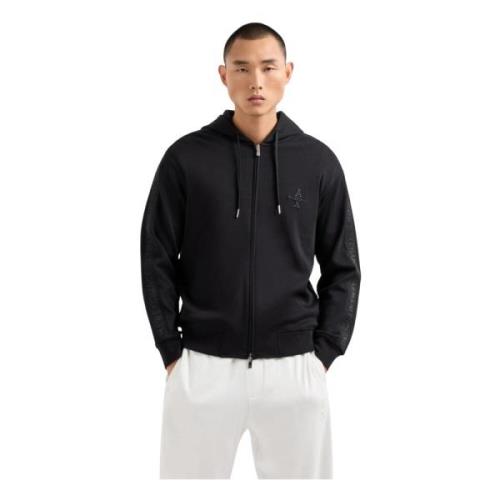 Zwarte Full-Zip Hoodie 6Dzmlc Armani Exchange , Black , Heren