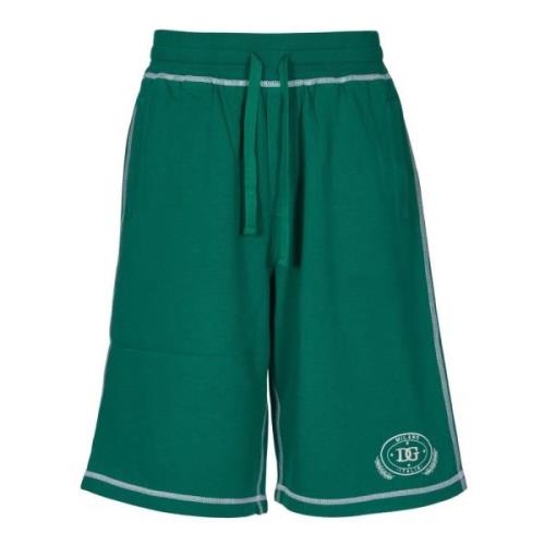 Jersey Jogging Bermuda Shorts met Logo Dolce & Gabbana , Green , Heren