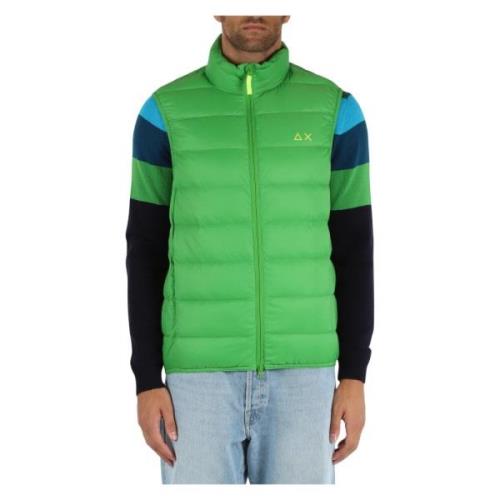 Opvouwbare Puffer Vest met Logoprint Sun68 , Green , Heren