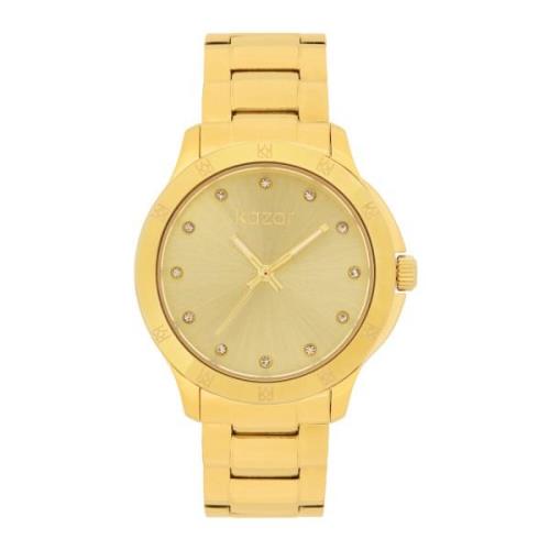 Gouden horloge met kristallen Kazar , Yellow , Dames