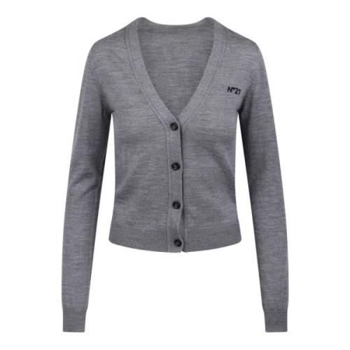 Geborduurde wollen vest met V-hals N21 , Gray , Dames