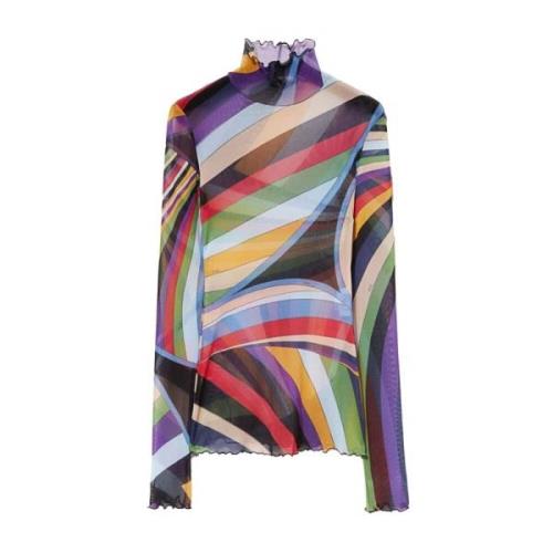 Grafische Print Tule Gevoerde Top Emilio Pucci , Multicolor , Dames