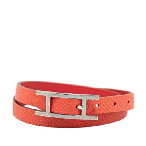 Pre-owned Leather bracelets Hermès Vintage , Red , Dames