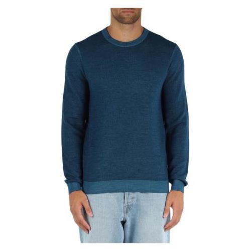 Merino Wol Geborduurd Logo Trui Sun68 , Blue , Heren