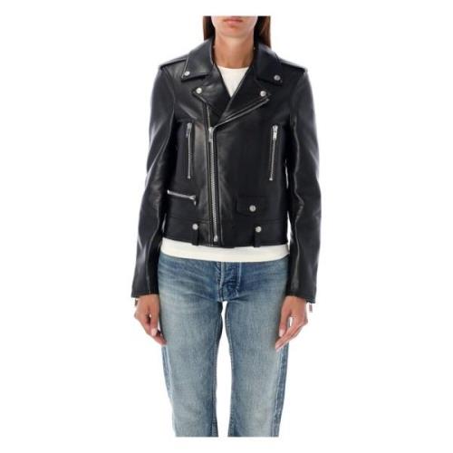 Zwarte Klassieke Motor Biker Jas Saint Laurent , Black , Dames