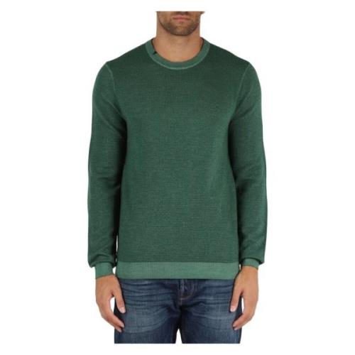 Merino Wol Geborduurd Logo Trui Sun68 , Green , Heren