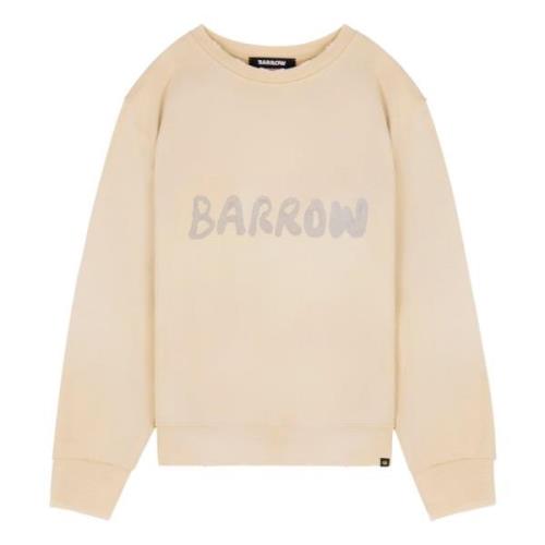 Versleten Crewneck Sweatshirt met Jacquard Label Barrow , Beige , Unis...