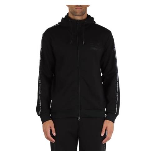 Hoodie met rits in viscosemix Emporio Armani EA7 , Black , Heren